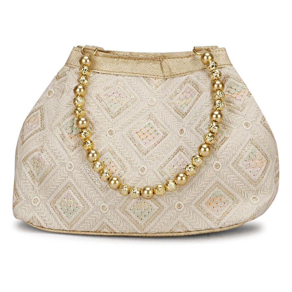 1366 Potli Bags & Wristlets Clutch for Wedding, Potli for Gift Beige Multi
